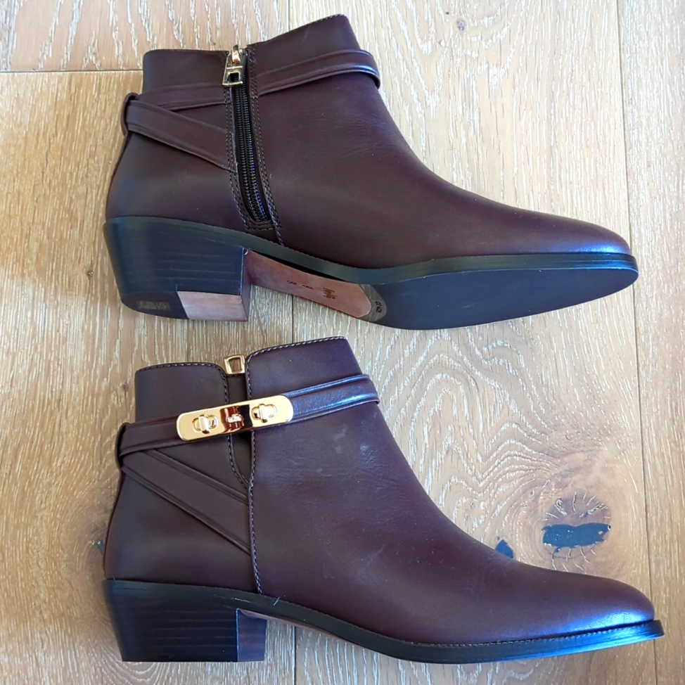 Coach Coleen 9 B M Black Leather Ankle Boots Bootie Zip